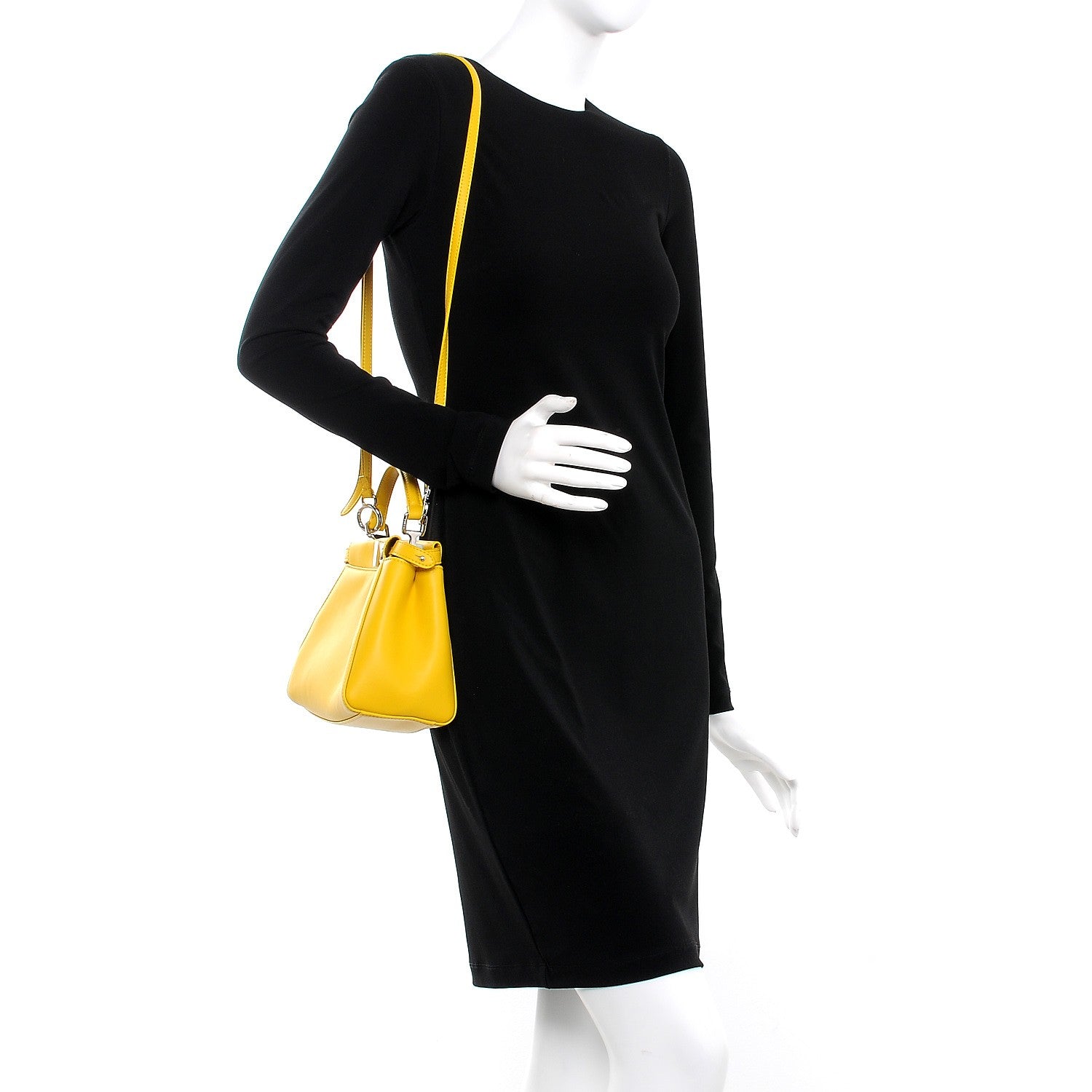 Fendi Nappa Mini Peekaboo Iconic Satchel Lime 2 of 9