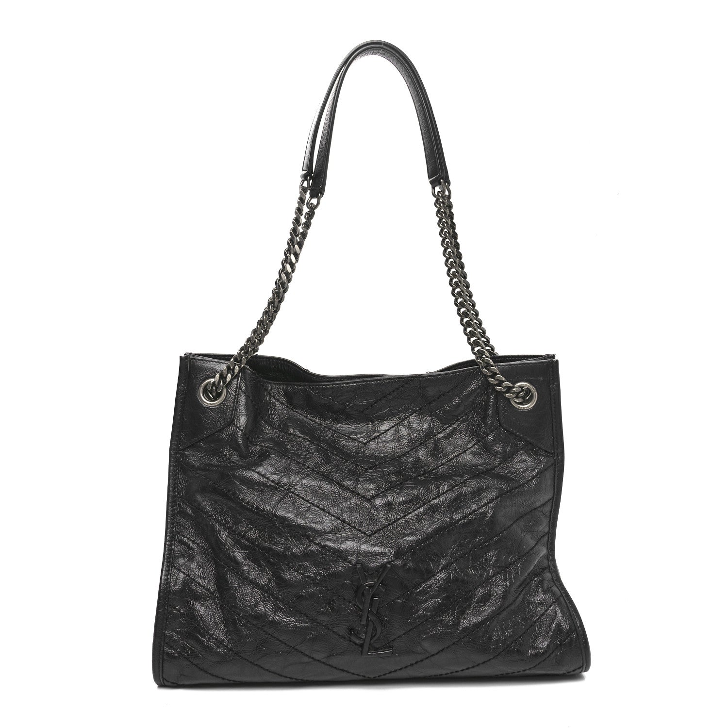 Saint Laurent Crinkled Calfskin Matelasse Monogram Medium Niki Shopper Tote Black 1 of 10