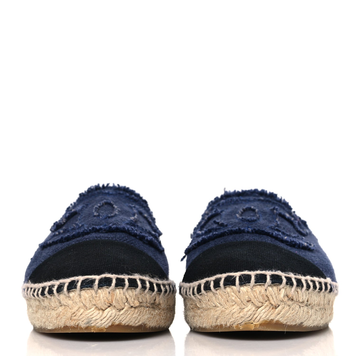 Chanel Denim Toile CC Espadrilles 37 Navy Black 2 of 9