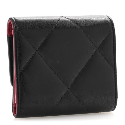 Chanel Goatskin Quilted Chanel 19 Small Flap Wallet Black 3 of 14