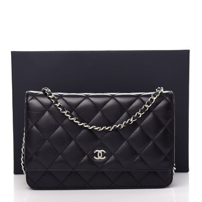 Chanel Lambskin Quilted Wallet On Chain WOC Black 12 of 12