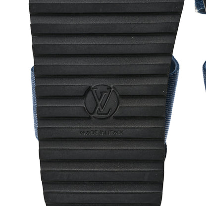 Louis Vuitton Monogram Denim Paseo Flat Comfort Sandals 39.5 Navy Blue 6 of 8