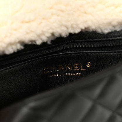 Chanel Lambskin Shearling Large CC Flap Bag Black White 6 of 9