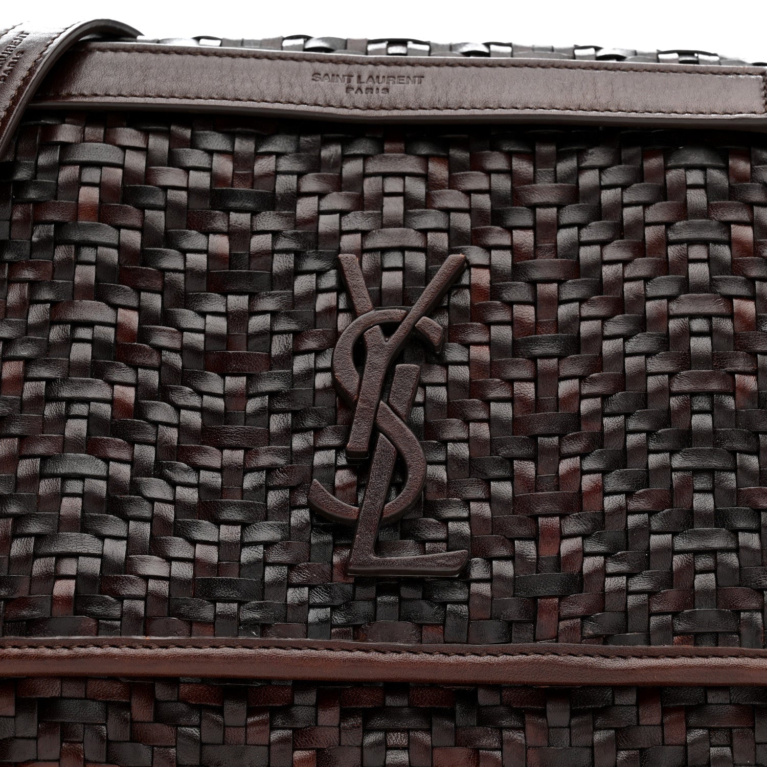Saint Laurent Calfskin Woven Monogram Medium Niki Chain Satchel Burnt Brown 17 of 21