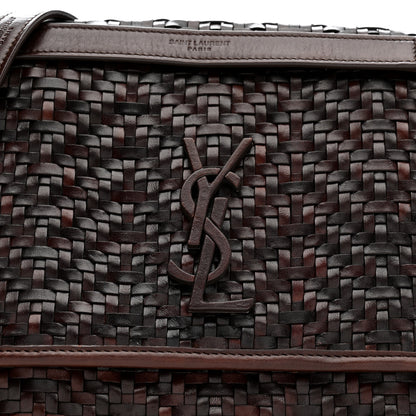 Saint Laurent Calfskin Woven Monogram Medium Niki Chain Satchel Burnt Brown 17 of 21