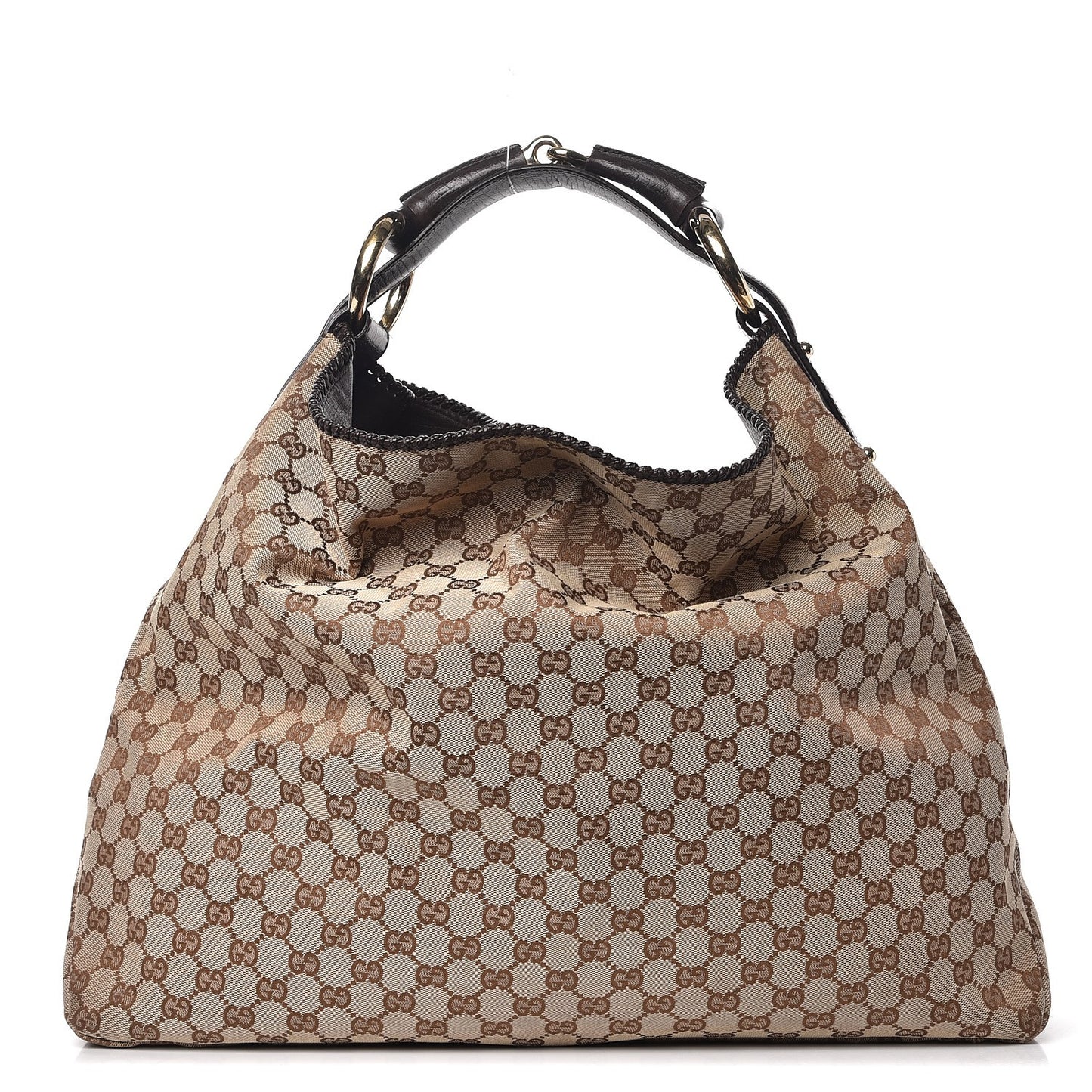 Monogram Large Horsebit Chain Hobo Dark Brown