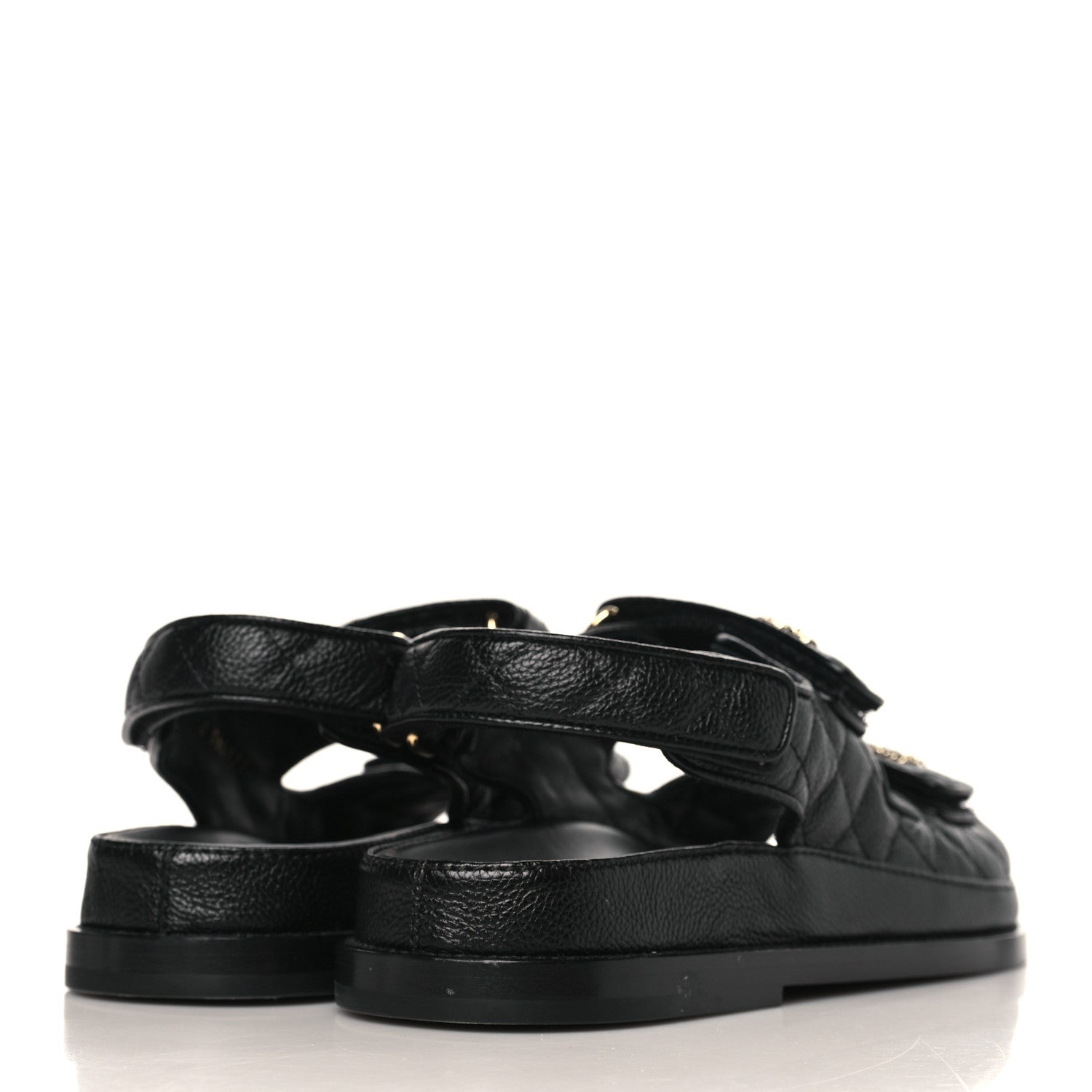 Chanel Grained Calfskin Velcro Dad Sandals 37 Black 4 of 9
