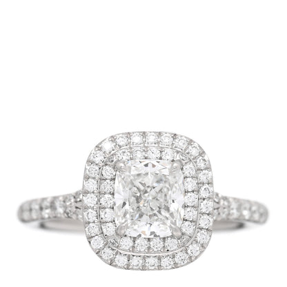Tiffany Platinum Diamond 1.06ct Soleste Cushion Cut Double Halo Engagement Ring 52 6 1 of 5