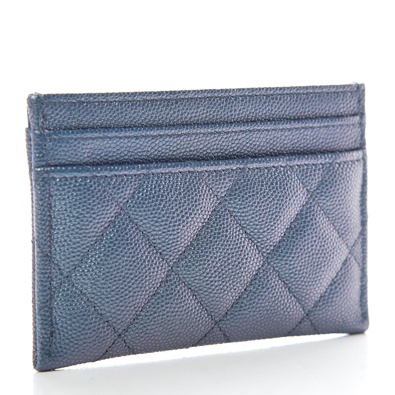 Chanel Iridescent Caviar Quilted Card Holder Dark Blue 3 of 9