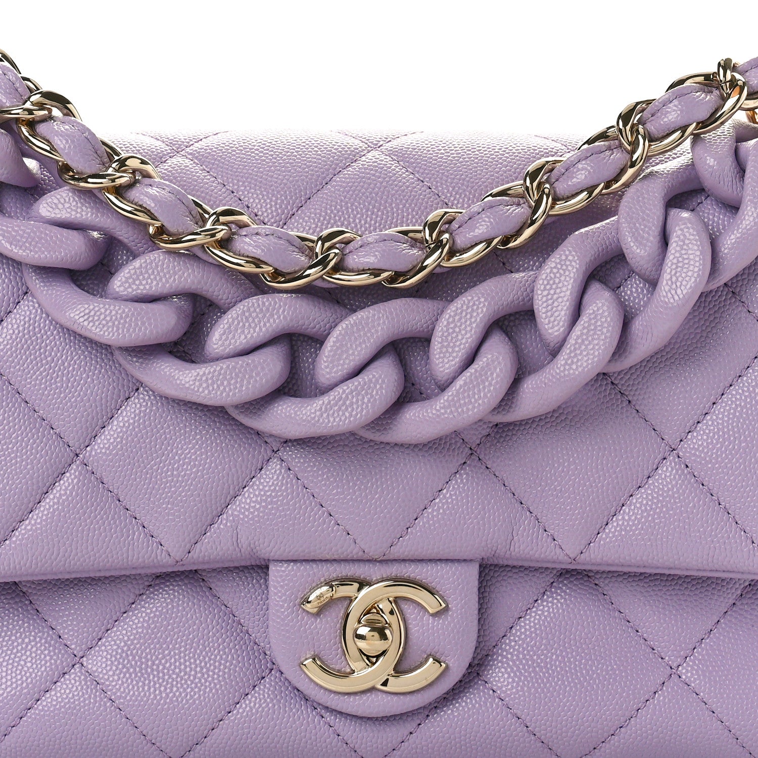 Chanel Shiny Caviar Quilted Large Funky Match Flap Lilac 8 of 10