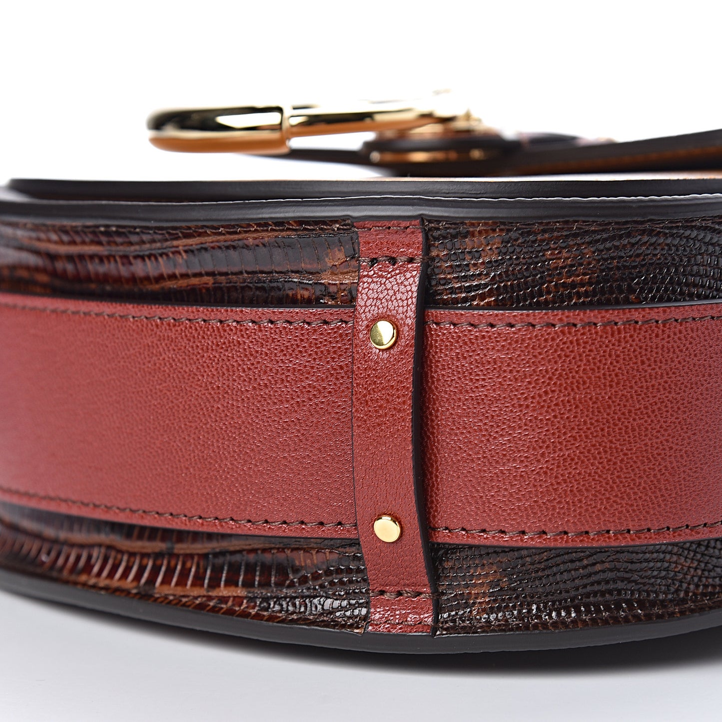 Calfskin Lizard Embossed Small Tess Bag Sepia Brown