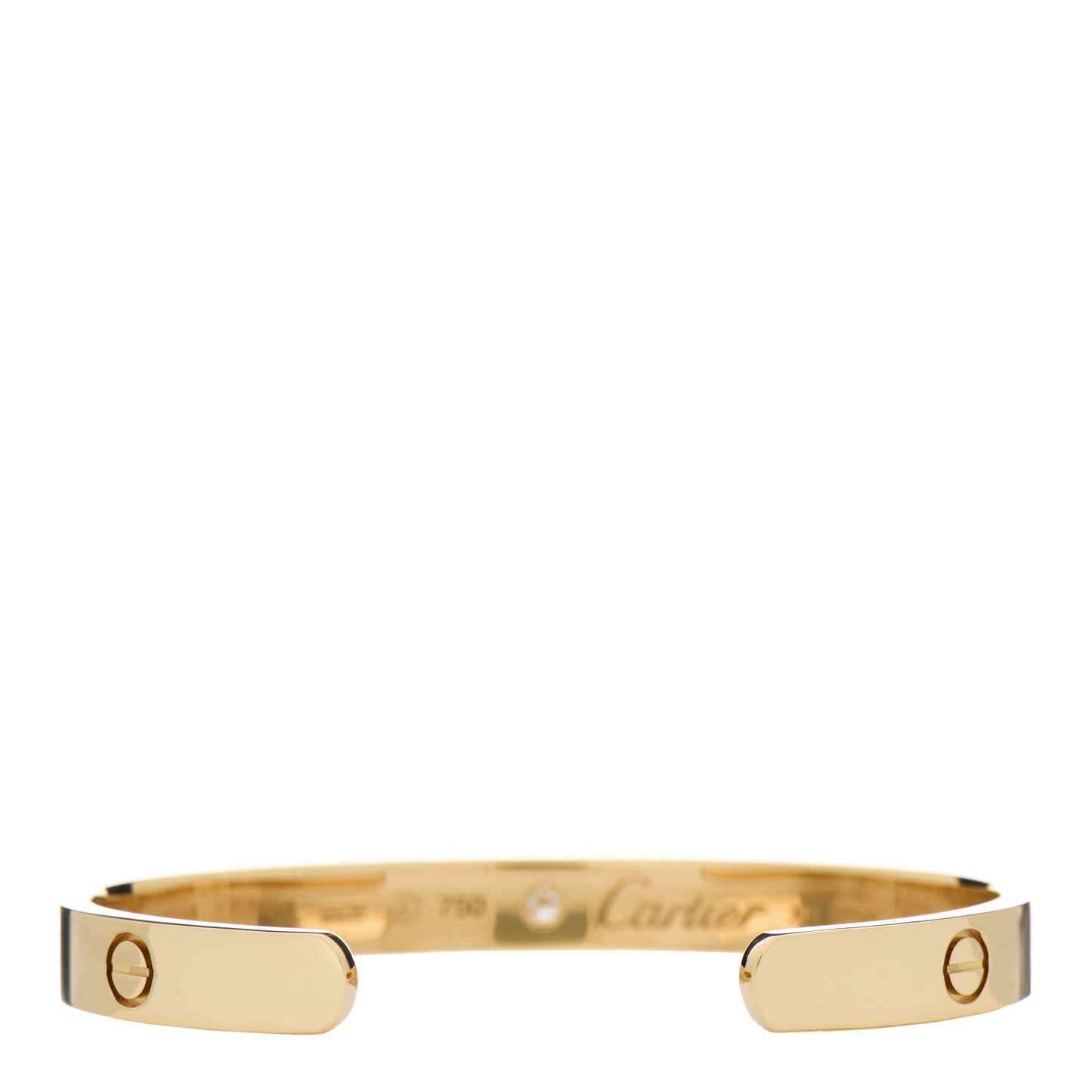 18K Yellow Gold 1 Diamond LOVE Cuff Bracelet 16