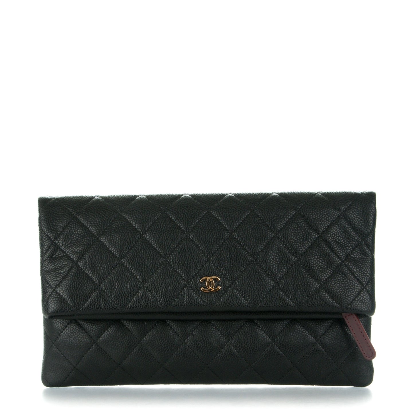 Caviar Quilted CC Beauty Clutch Black