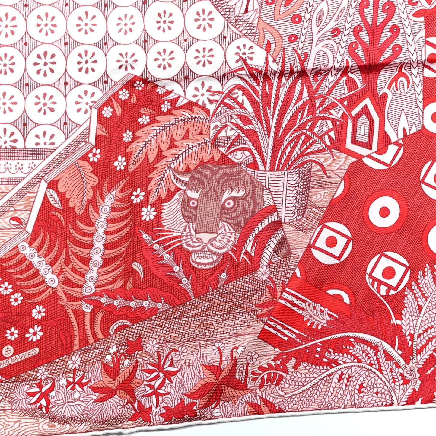 Silk Acte III Scene I La Clairiere Scarf 90 Rouge Rose Blanc
