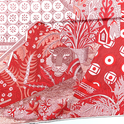Hermes Silk Acte III Scene I La Clairiere Scarf 90 Rouge Rose Blanc 6 of 8