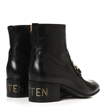 Gucci Goatskin Kitten Chain Horsebit Ankle Boots 36.5 Black 4 of 18