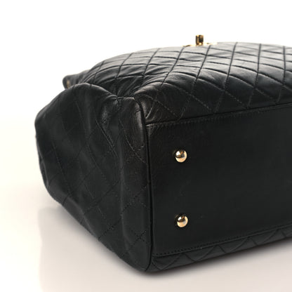 Chanel Lambskin Quilted Large Drawstring Bag Black 8 of 9