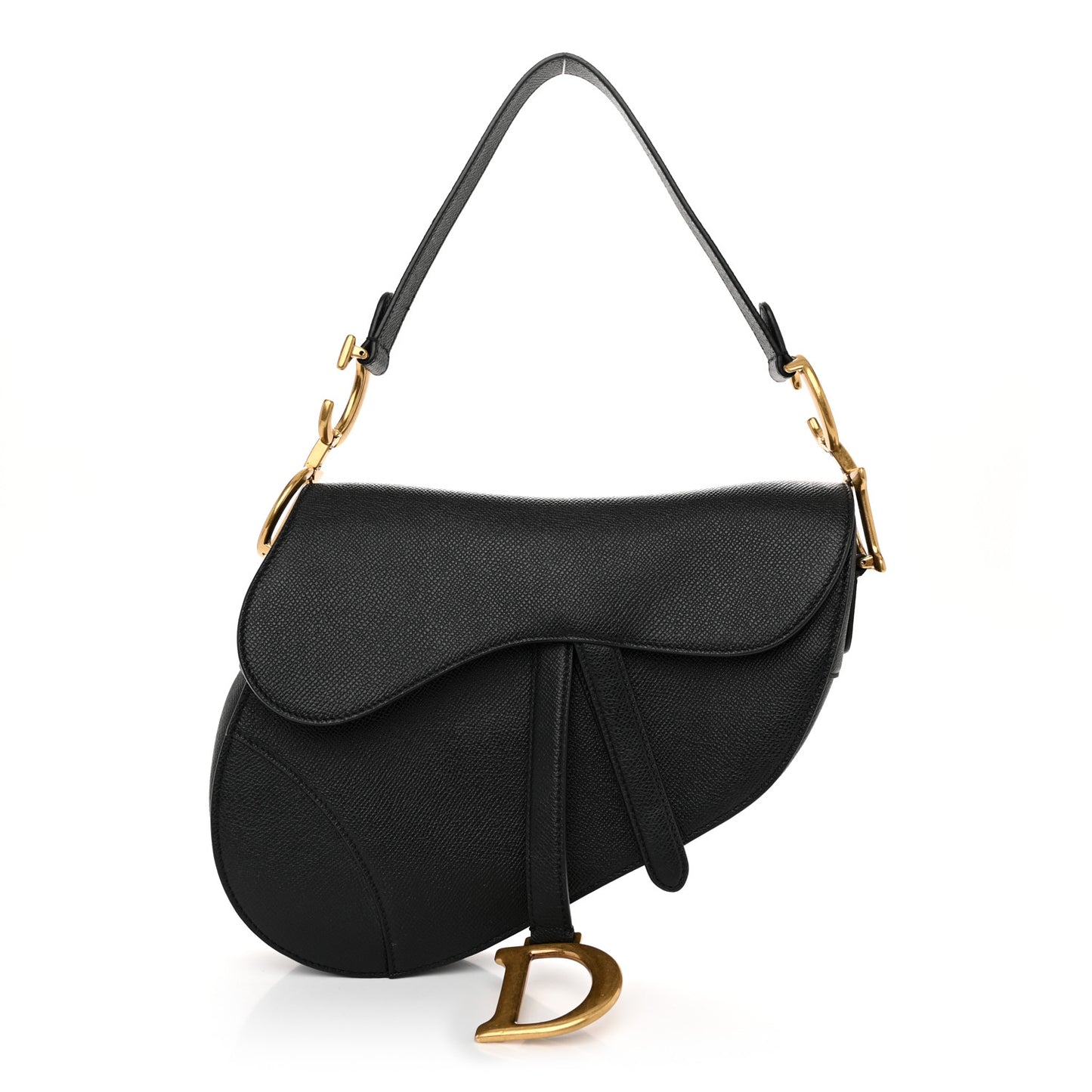 Grained Calfskin Saddle Bag Black