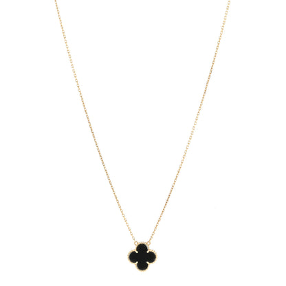 Van Cleef & Arpels 18K Yellow Gold Black Onyx Vintage Alhambra Pendant Necklace 1 of 5