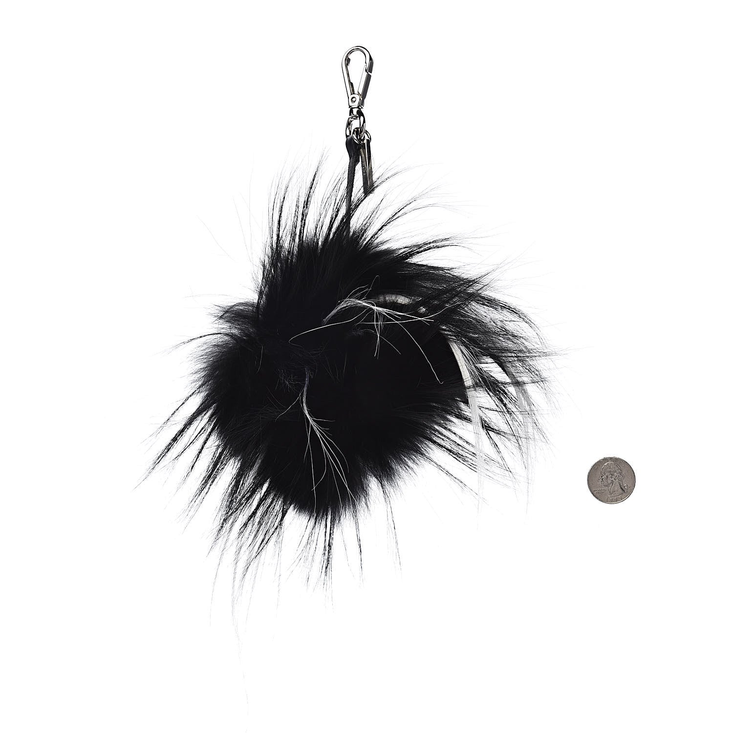 Fendi Goat Fox Fur Calfskin Studded Eye Monster Bag Bug Cube Charm Black 2 of 4