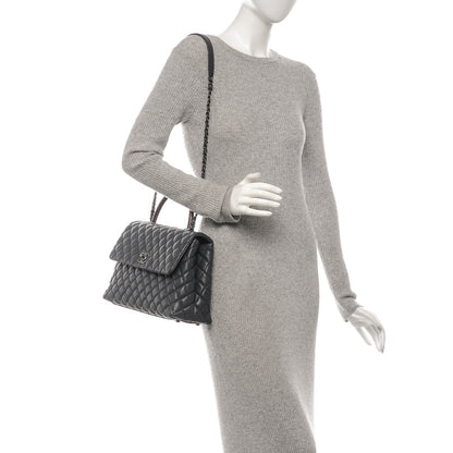 Chanel Caviar Lizard Quilted Medium Coco Handle Flap Grey 2 of 7