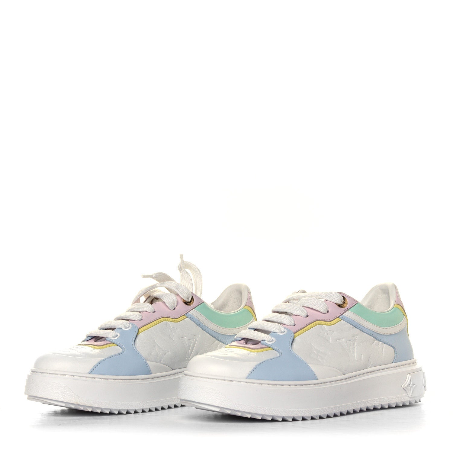 Louis Vuitton Monogram Embossed Lambskin Time Out Sneakers 38 Light Blue Pastel 7 of 12