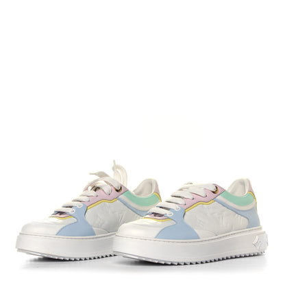 Louis Vuitton Monogram Embossed Lambskin Time Out Sneakers 38 Light Blue Pastel 7 of 12