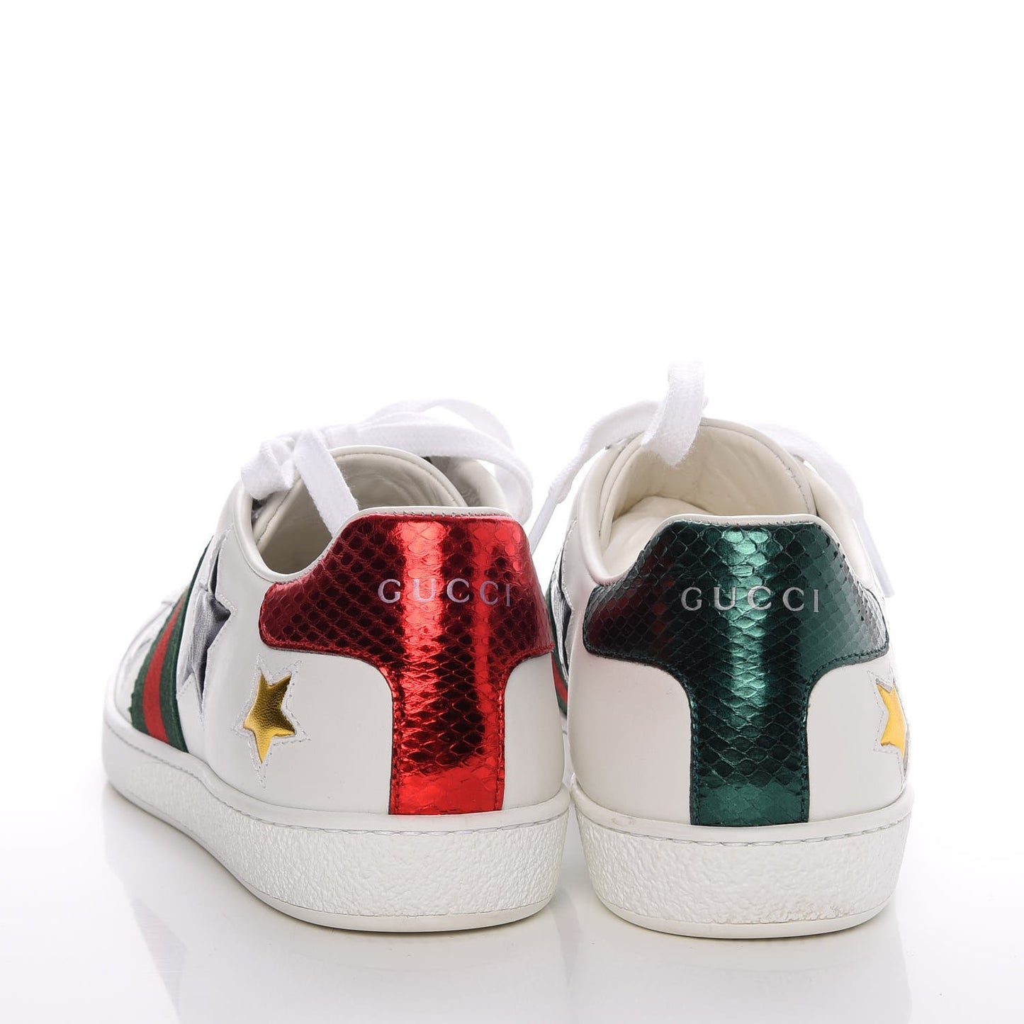 Calfskin Ayers Web Star Embroidered Mens Ace Sneakers 37.5 White Multi