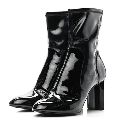 Louis Vuitton Patent Silhouette Ankle Boots 38.5 Black 3 of 10