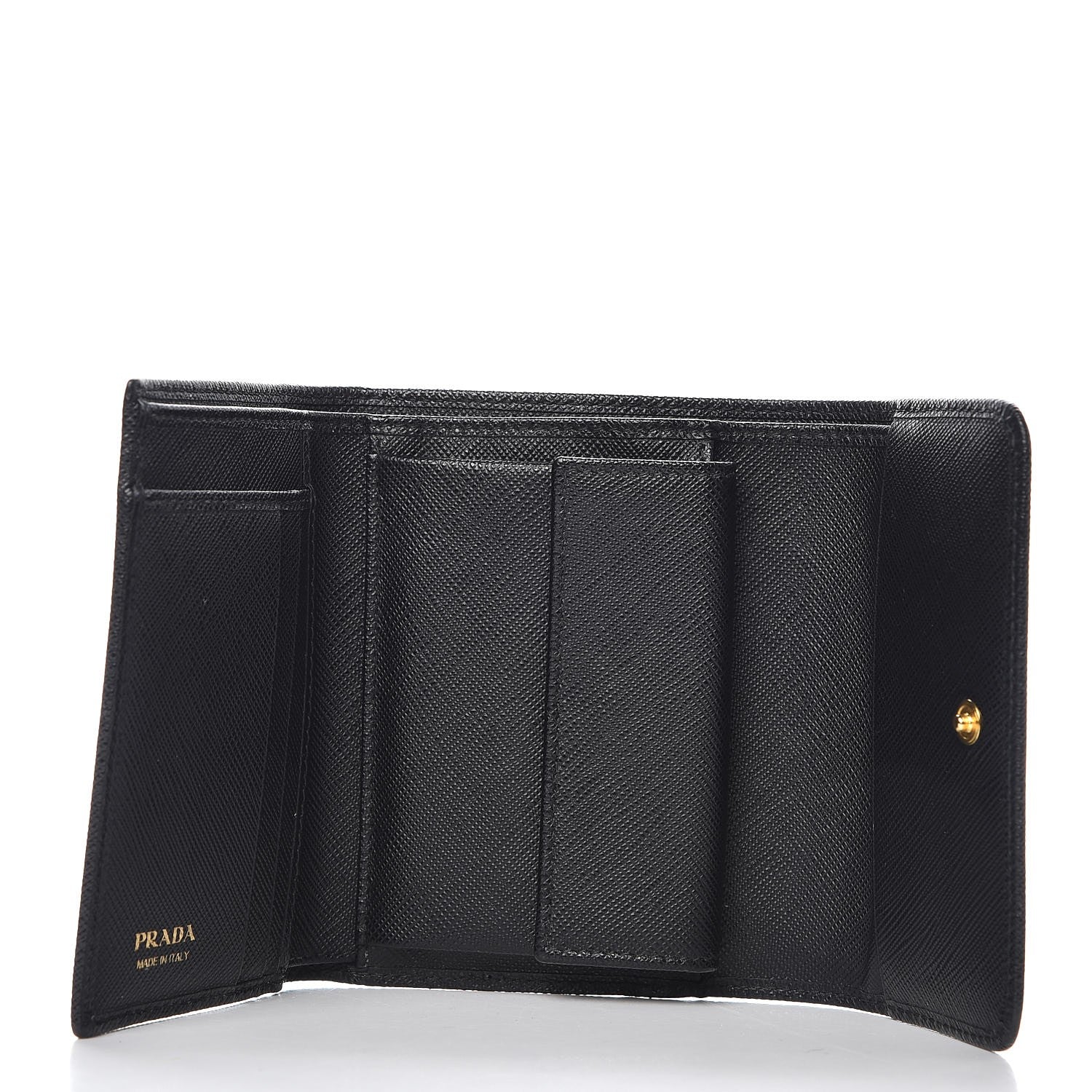 Prada Saffiano Metal Tri-Fold Wallet Black 5 of 6