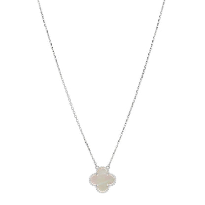 Van Cleef & Arpels 18K White Gold Mother Of Pearl Vintage Alhambra Pendant Necklace 1 of 4