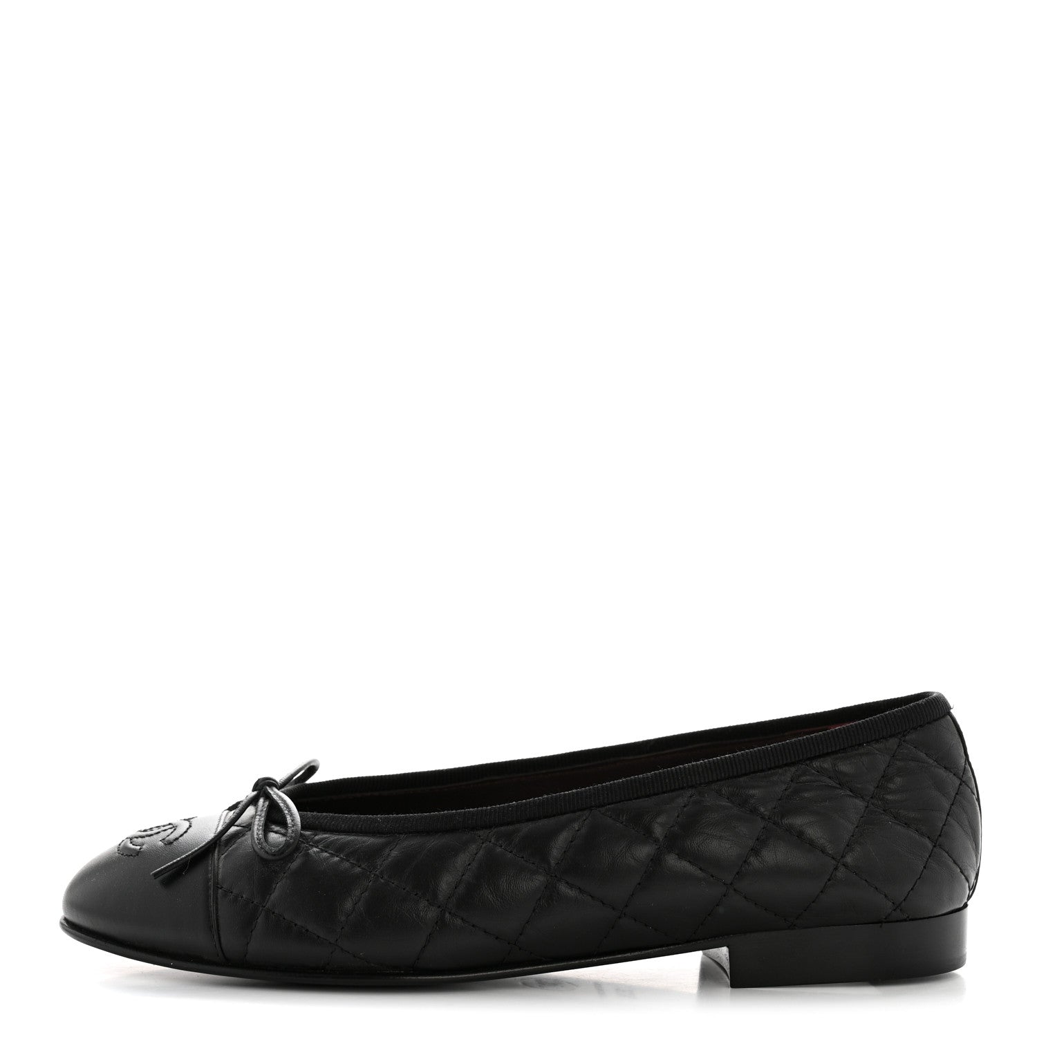 Chanel Aged Calfskin Quilted CC Cap Toe Ballerina Flats 35.5 Black 1 of 10