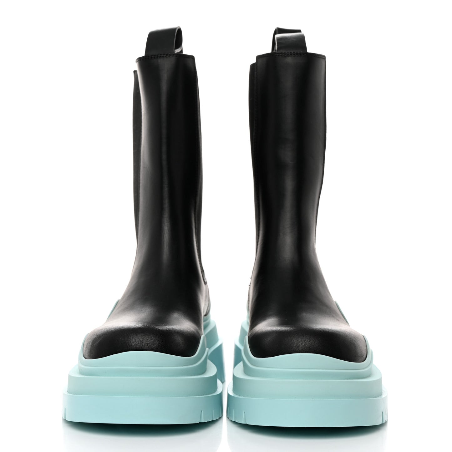 Calfskin The Tire Chelsea Boots 37.5 Black Pale Blue
