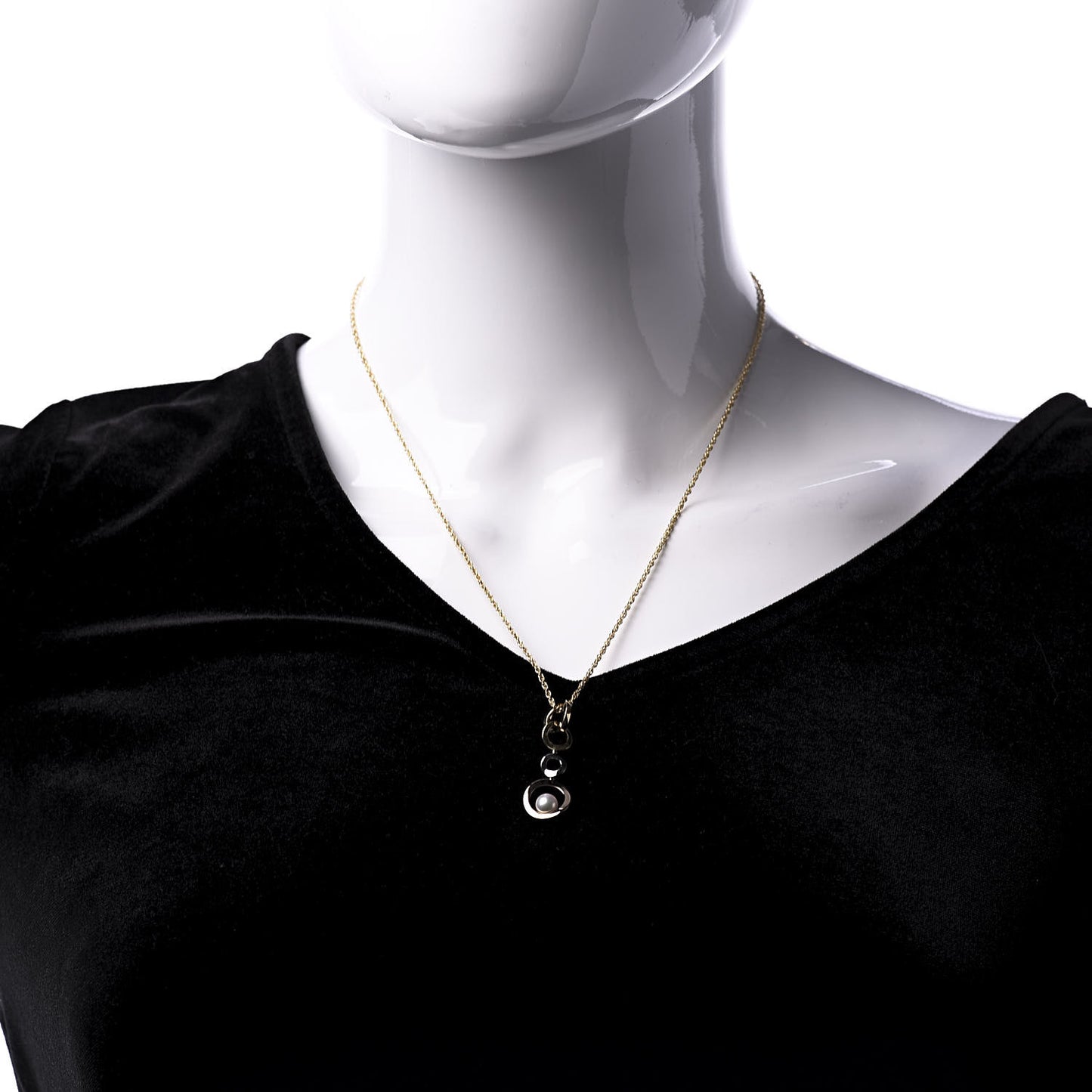 18K White Yellow Pink Gold Akoya Pearl Circle Drop Pendant Necklace