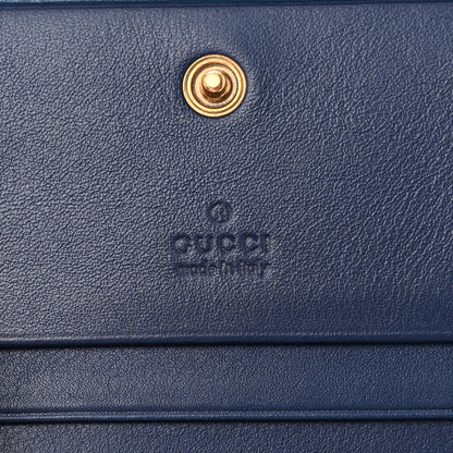 Gucci Calfskin Matelasse GucciGhost GG Marmont Card Case Blue Agata Hibiscus Red 6 of 9