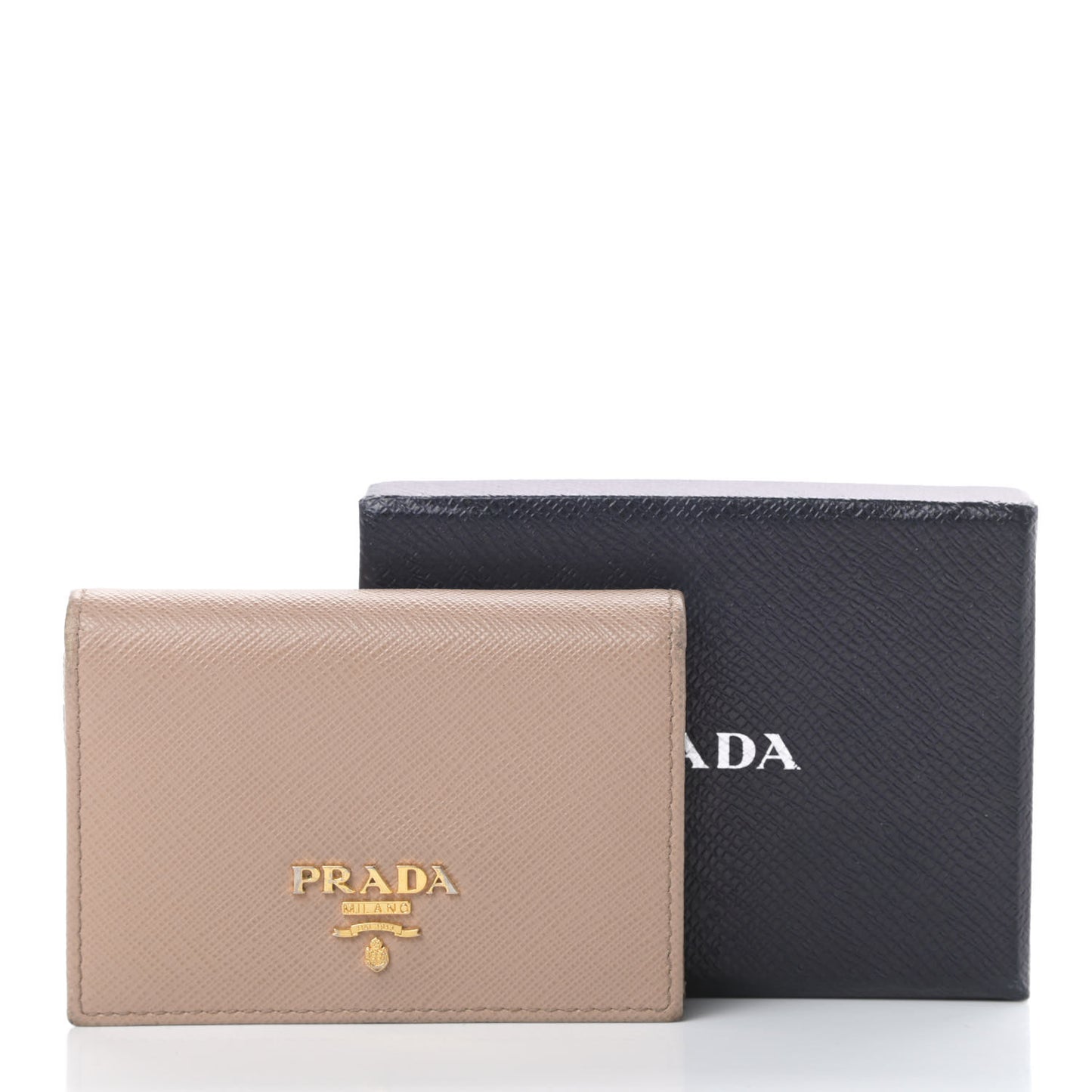 Saffiano Metal Bi-Fold Card Holder Wallet Cammeo