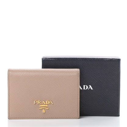 Prada Saffiano Metal Bi-Fold Card Holder Wallet Cammeo 11 of 11