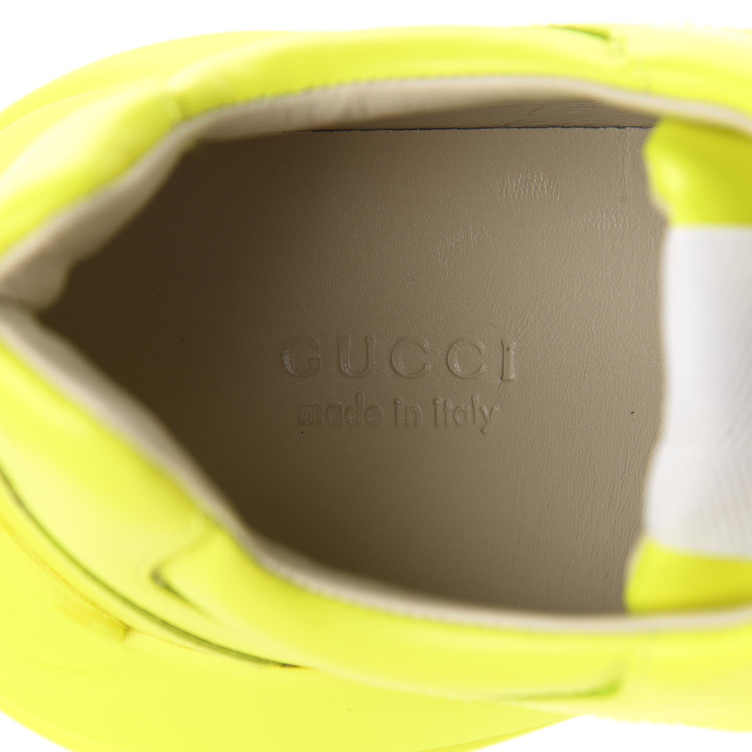 Gucci Calfskin Womens Rhyton Sneakers 38.5 Fluo Yellow 7 of 14
