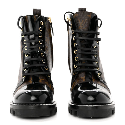 Louis Vuitton Patent Calfskin Monogram Star Trail Ankle Boots 40.5 Black 2 of 7