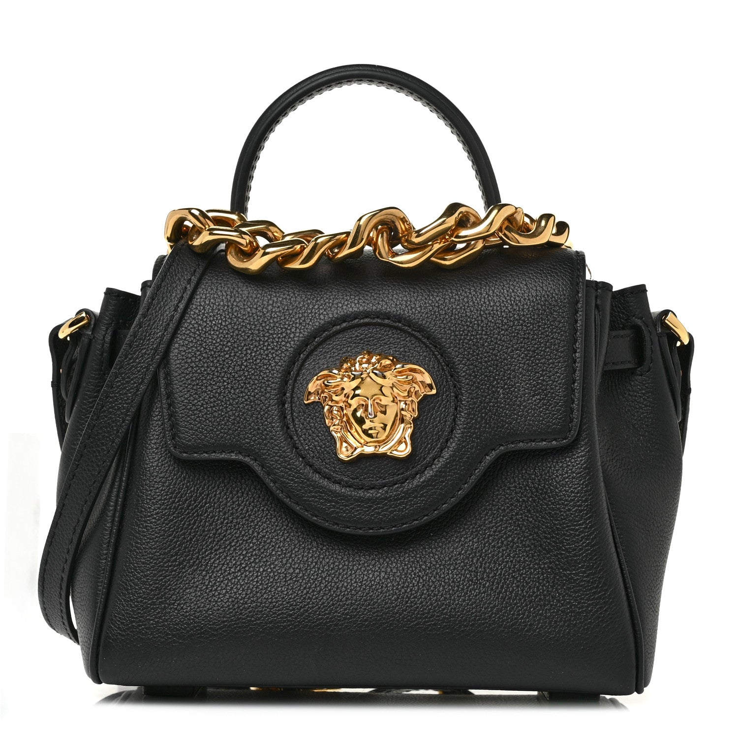 Versace Grained Calfskin Small La Medusa Top Handle Bag Black 1 of 12