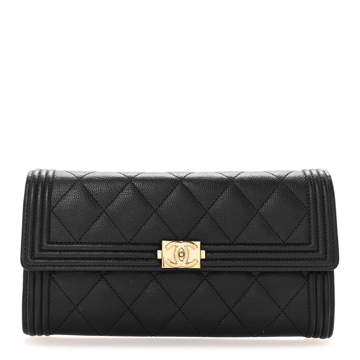 Chanel Caviar Quilted Long Boy Flap Wallet Black 1 of 8