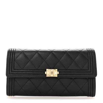 Chanel Caviar Quilted Long Boy Flap Wallet Black 1 of 8