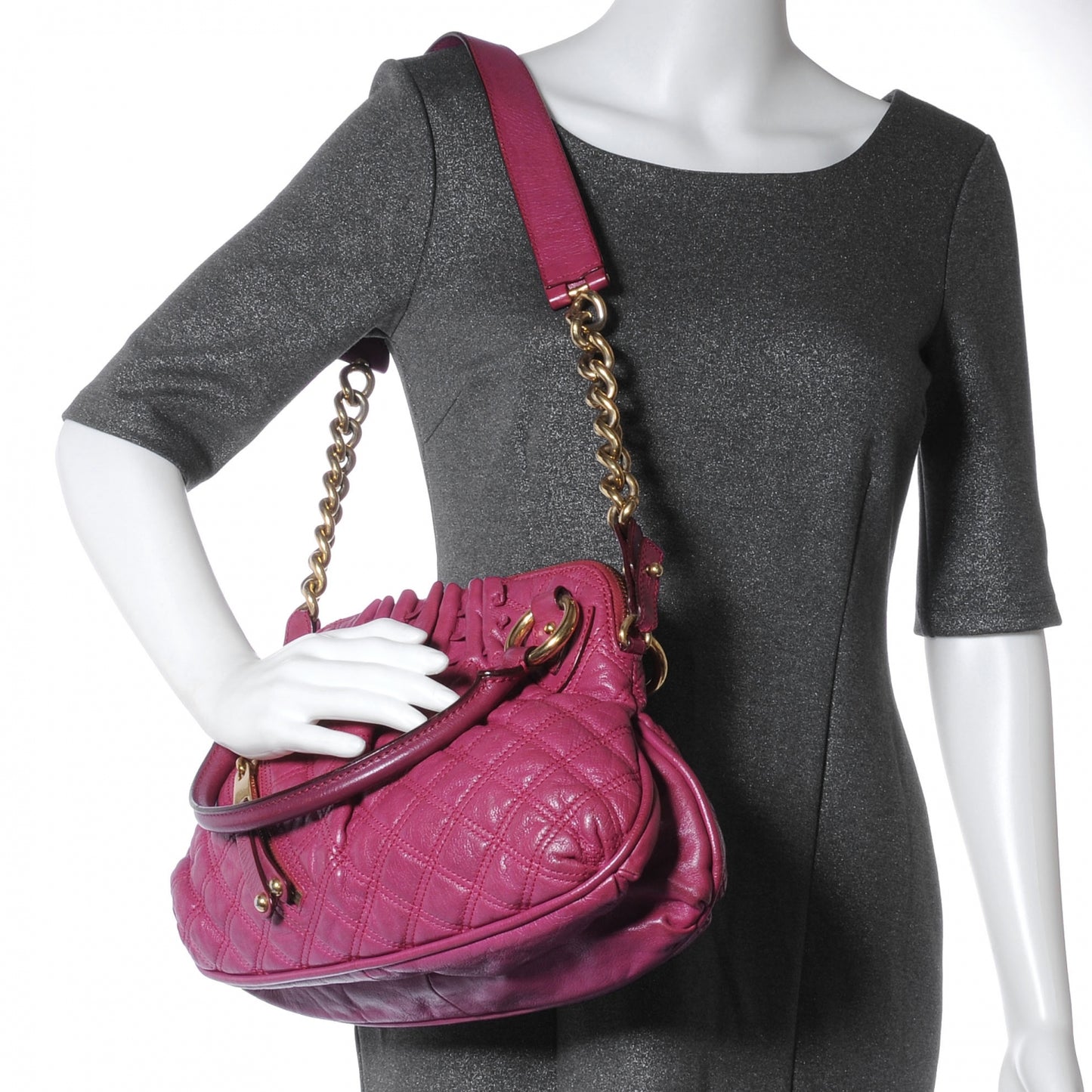 Leather Quilted Small Cecilia Fuchsia