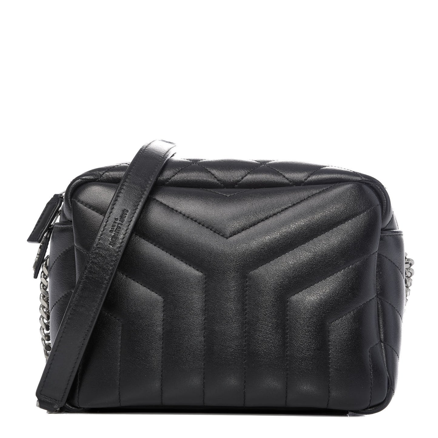 Calfskin Y Quilted Monogram Small Loulou Bowling Bag Black