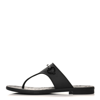 Gucci Rubber Womens Horsebit Thong Sandals 37 Black 1 of 8