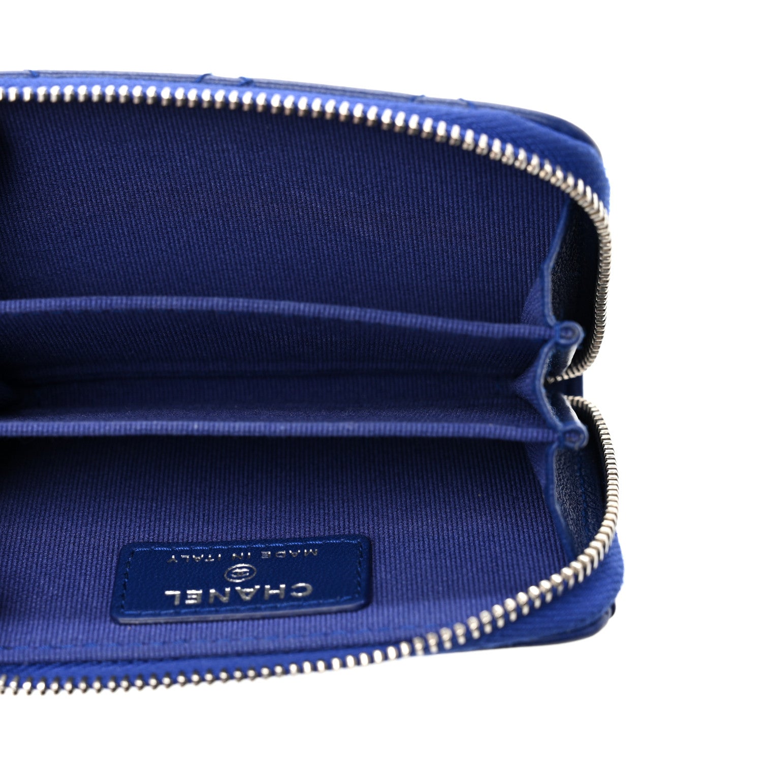 Chanel Lambskin Quilted Zip Around Coin Purse Wallet Blue 5 of 8