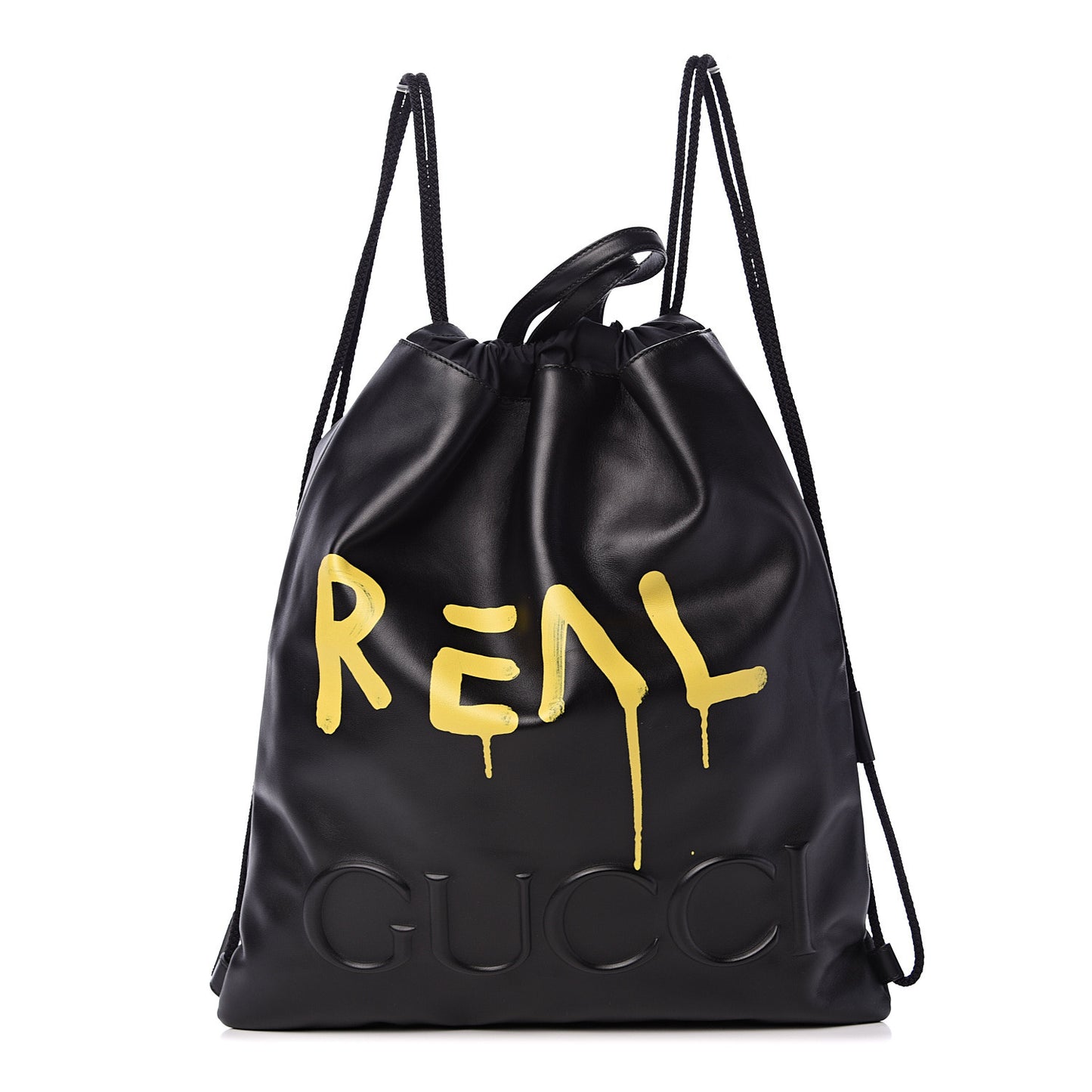 Calfskin Small GucciGhost Drawstring Backpack Black