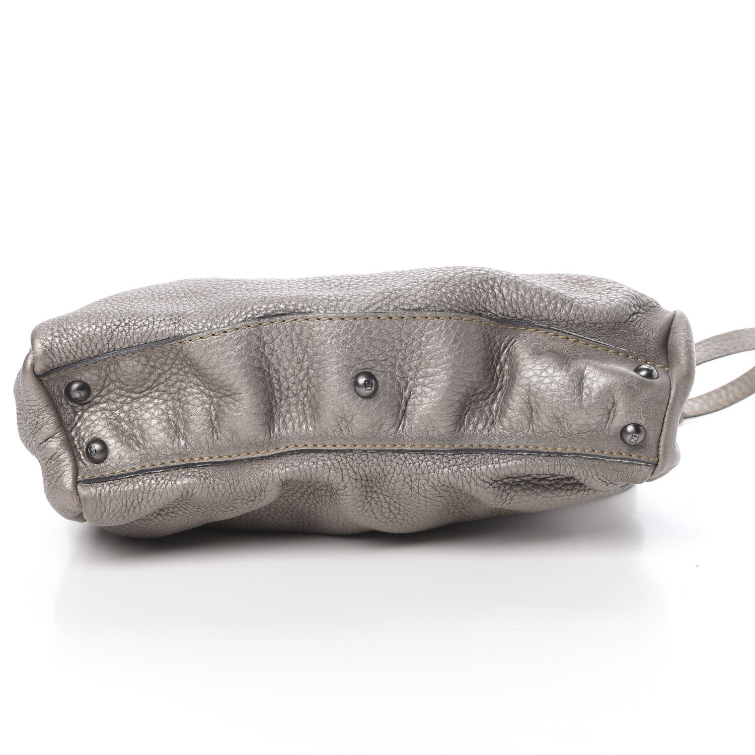 Fendi Metallic Calfskin Romano Selleria Medium Peekaboo Iconic Satchel Silver 16 of 17