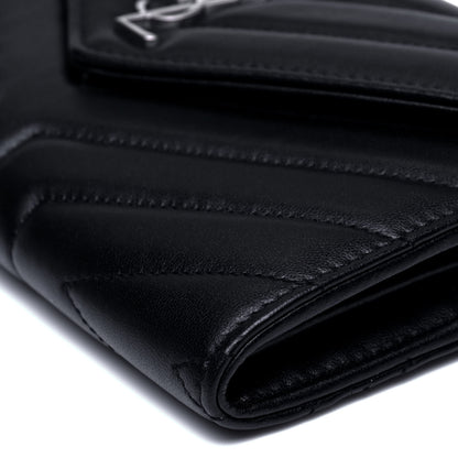 Saint Laurent Lambskin Y Quilted Monogram Large Loulou Flap Wallet Black 6 of 6