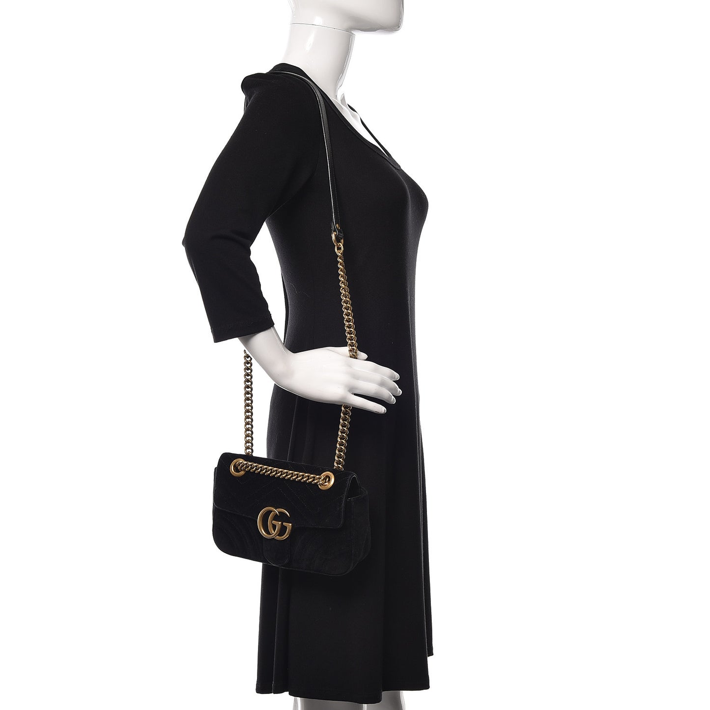Velvet Matelasse Mini GG Marmont Shoulder Bag Black